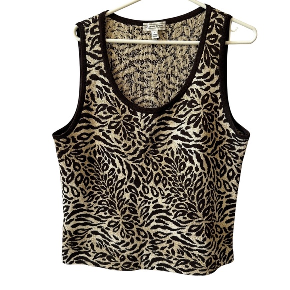 ST JOHN SPORT TANK TOP ANIMAL PRINT LEOPARD CHEETAH METALLIC GLAM LUXE BOLD L - Picture 2 of 11